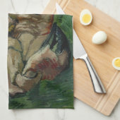 ファンゴッホカニ背面(F605)ファインアート キッチンタオル (四つ折り)
