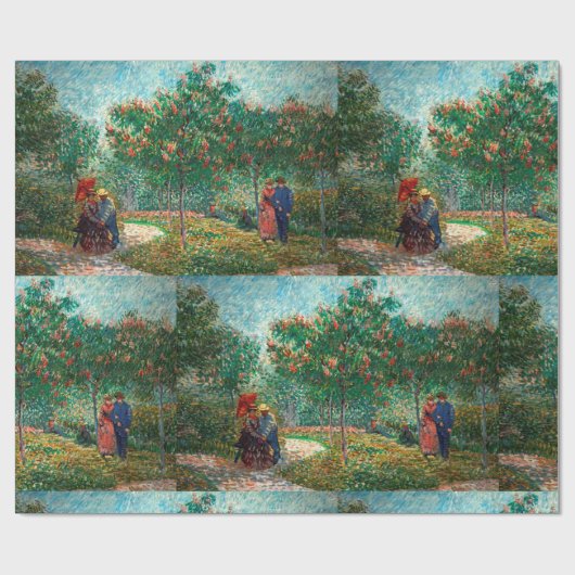 ファンゴッホガーデンインモンマルトル恋人と ラッピングペーパー (フラット)