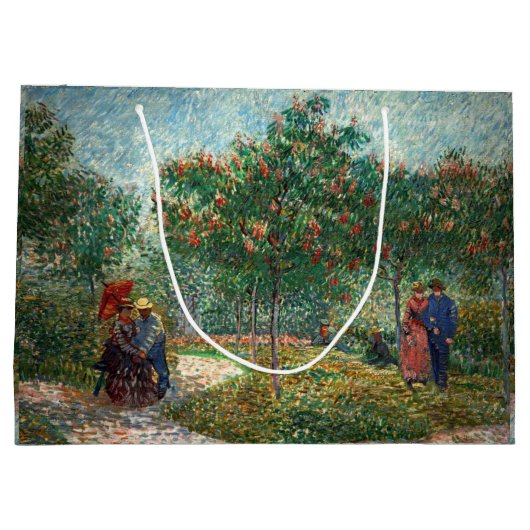 ファンゴッホガーデンインモンマルトル恋人と ラージペーパーバッグ (裏面)