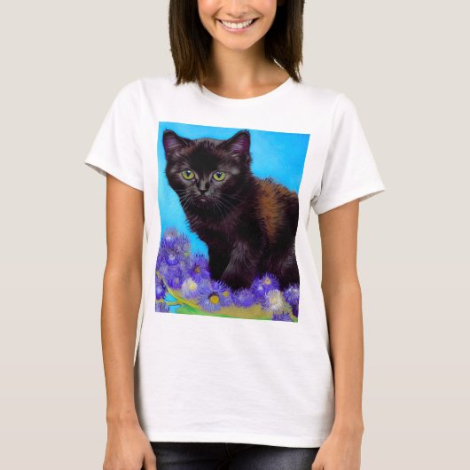 ファンゴッホキャット&フラワーズ Tシャツ (正面)