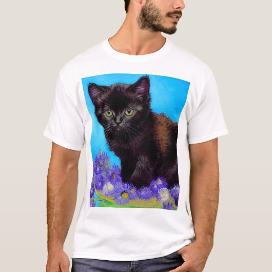 ファンゴッホキャット&フラワーズ Tシャツ (正面)