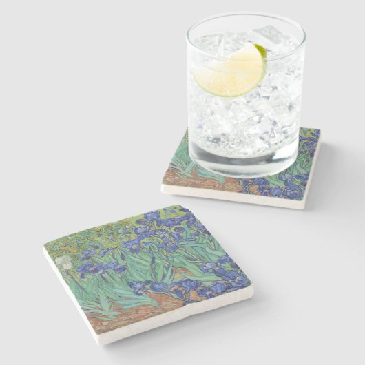 ファンゴッホクラシックズ絵を描アイリスズフローラ植物学 ストーンコースター (横)