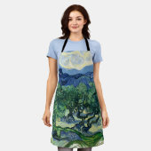 ファンゴッホザオリーブの木の風景絵画ズ エプロン (着用した状態)