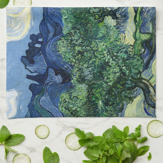 ファンゴッホザオリーブの木の風景絵画ズ キッチンタオル (折り畳み)