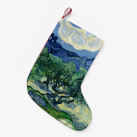 ファンゴッホザオリーブの木の風景絵画ズ スモールクリスマスストッキング (正面 (吊り時))