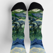 ファンゴッホザオリーブの木の風景絵画ズ ソックス (上部)