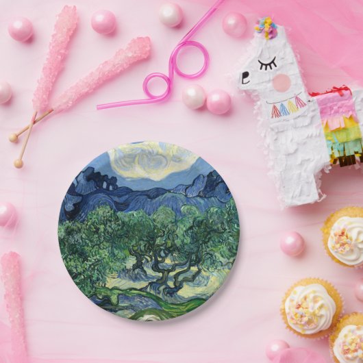 ファンゴッホザオリーブの木の風景絵画ズ ペーパープレート (パーティー)