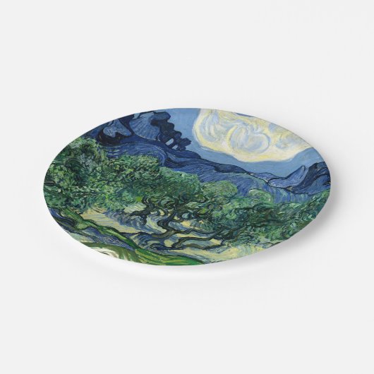 ファンゴッホザオリーブの木の風景絵画ズ ペーパープレート (アングル)
