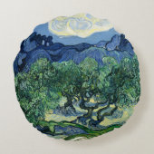 ファンゴッホザオリーブの木の風景絵画ズ ラウンドクッション (裏面)