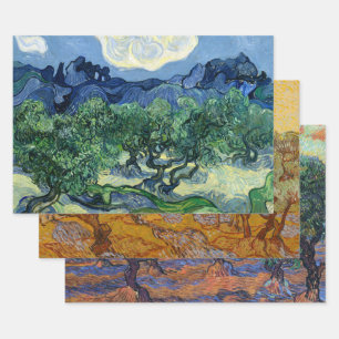 ファンゴッホザオリーブの木の風景絵画ズ ラッピングペーパーシート
