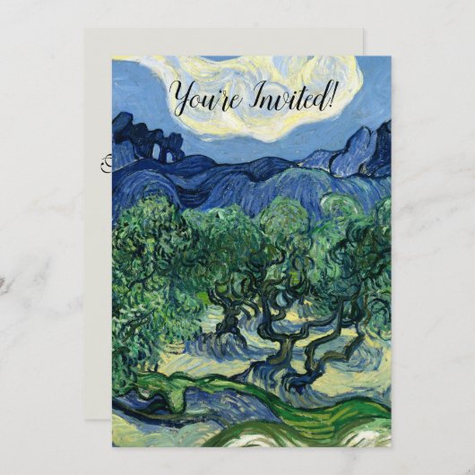 ファンゴッホザオリーブの木の風景絵画ズ 招待状 (正面/裏面)