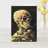 ファンゴッホスカルと燃えるタバコのグリーティングカー カード (黄色い花)