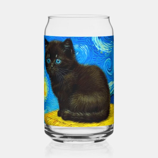ファンゴッホスタイルスターリーナイトキャット ガラス缶 (正面)