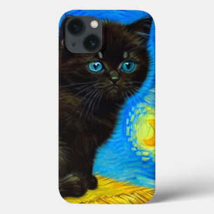 ファンゴッホスタイルスターリーナイトキャット iPhone 13ケース