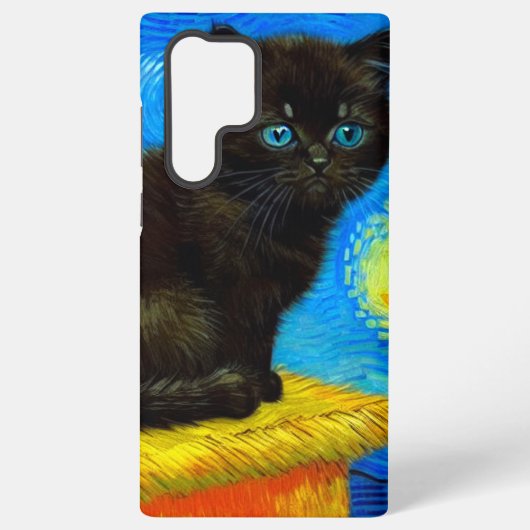 ファンゴッホスタイルスターリーナイトキャット SAMSUNG GALAXYケース (裏面)