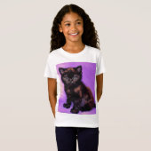 ファンゴッホスタイルパープルキャット Tシャツ (正面フル)