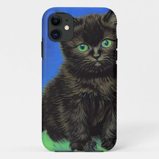 ファンゴッホスタイルブラックキッテン Case-Mate iPhoneケース (裏面)
