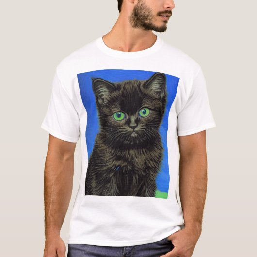 ファンゴッホスタイルブラックキッテン Tシャツ (正面)