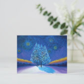 ファンゴッホスタイルブルークリスマス シーズンポストカード (スタンド正面)