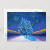 ファンゴッホスタイルブルークリスマス シーズンポストカード (正面/裏面)