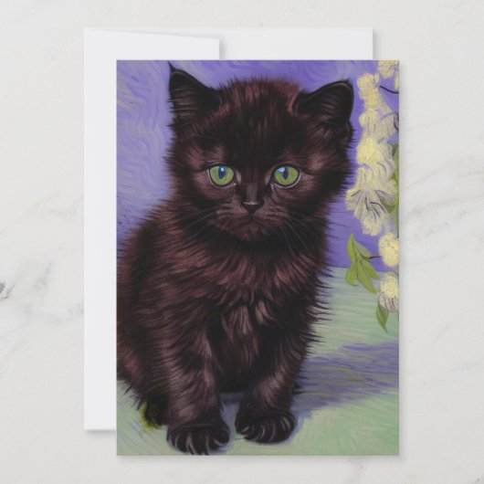 ファンゴッホスタイル猫と白い花 セーブザデート (正面)