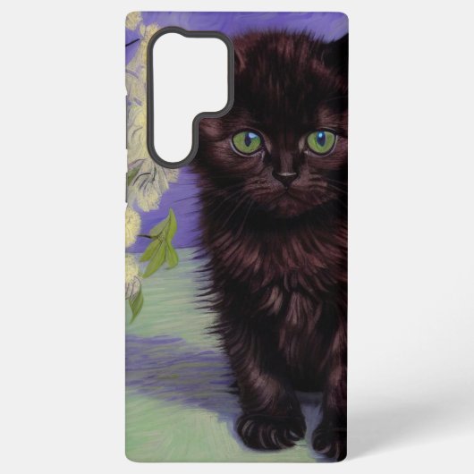 ファンゴッホスタイル猫と白い花 SAMSUNG GALAXYケース (裏面)