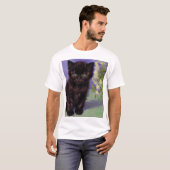 ファンゴッホスタイル猫と白い花 Tシャツ (正面フル)
