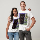 ファンゴッホスタイル猫と白い花 Tシャツ (ユニセックス)
