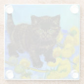 ファンゴッホスタイル猫ひまわり ガラスコースター (裏面)