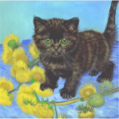 ファンゴッホスタイル猫ひまわり シール (正面)