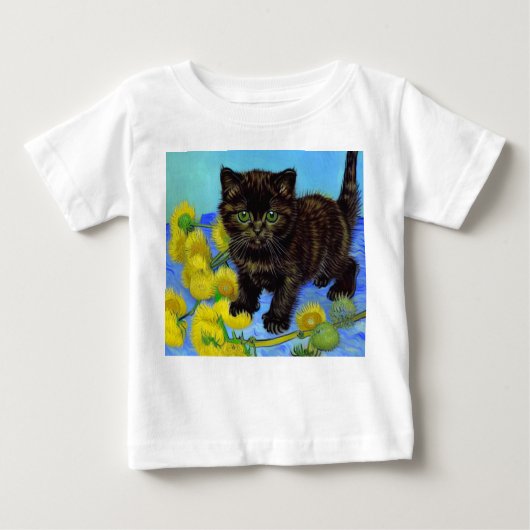 ファンゴッホスタイル猫ひまわり ベビーTシャツ (正面)