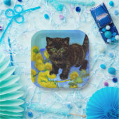 ファンゴッホスタイル猫ひまわり ペーパープレート (パーティー)