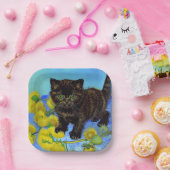 ファンゴッホスタイル猫ひまわり ペーパープレート (パーティー)