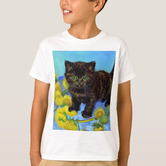 ファンゴッホスタイル猫ひまわり Tシャツ (正面)