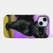 ファンゴッホスタイル猫 iPhone 15ケース (裏面横)