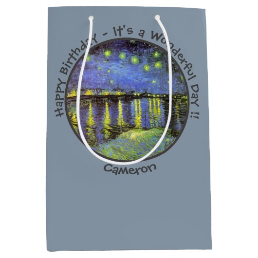 ファンゴッホスタリーナイトオーバーザローネパーティーアイテム ミディアムペーパーバッグ (正面)