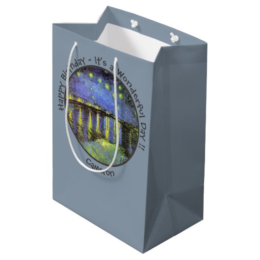 ファンゴッホスタリーナイトオーバーザローネパーティーアイテム ミディアムペーパーバッグ (裏面アングル)