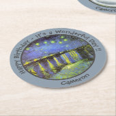 ファンゴッホスタリーナイトオーバーザローネパーティーアイテム ラウンドペーパーコースター (アングル)