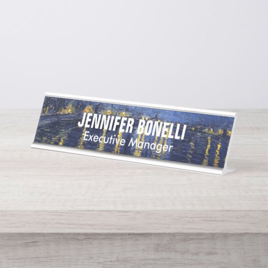 ファンゴッホスター絵を描リーナイトの名前の追加 デスクネームプレート (正面)