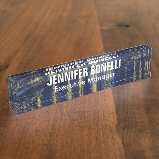 ファンゴッホスター絵を描リーナイトの名前の追加 デスクネームプレート (側面)