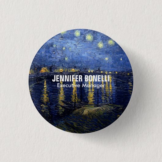 ファンゴッホスター絵を描リーナイトの名前の追加 缶バッジ (正面)