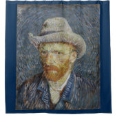 ファンゴッホセルフポートレ感じイグ絵画ハットの芸術 シャワーカーテン (正面)