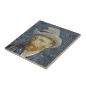 ファンゴッホセルフポートレ感じイグ絵画ハットの芸術 タイル (側面)