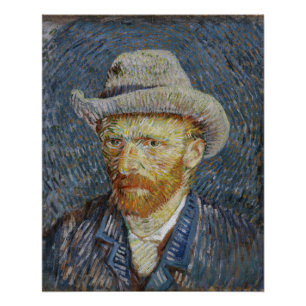 ファンゴッホセルフポートレ感じイグ絵画ハットの芸術 ポスター