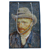 ファンゴッホセルフポートレ感じイグ絵画ハットの芸術 ミディアムペーパーバッグ (正面)