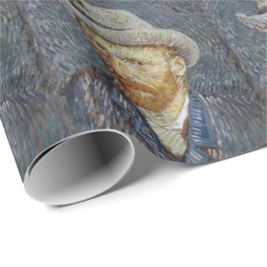 ファンゴッホセルフポートレ感じイグ絵画ハットの芸術 ラッピングペーパー (ロールコーナー)