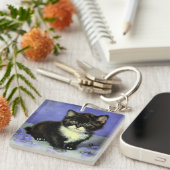 ファンゴッホタキシード子猫 キーホルダー (正面右)