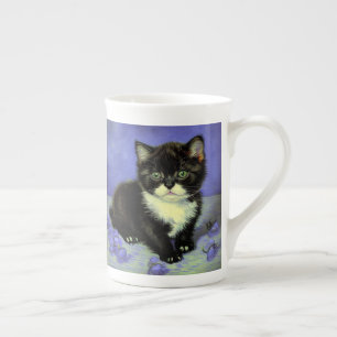 ファンゴッホタキシード子猫 ボーンチャイナマグカップ