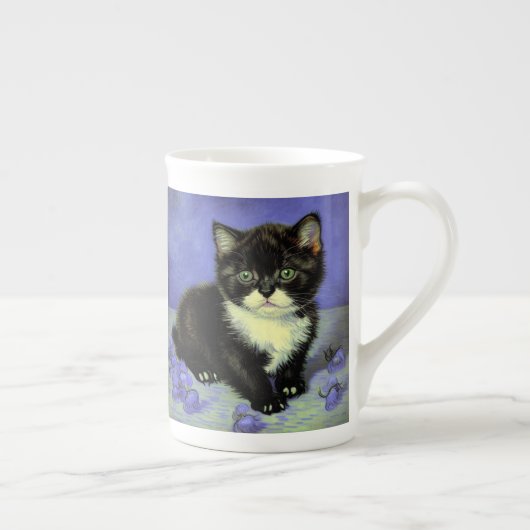ファンゴッホタキシード子猫 ボーンチャイナマグカップ (右)