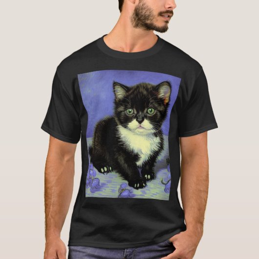 ファンゴッホタキシード子猫 Tシャツ (正面)